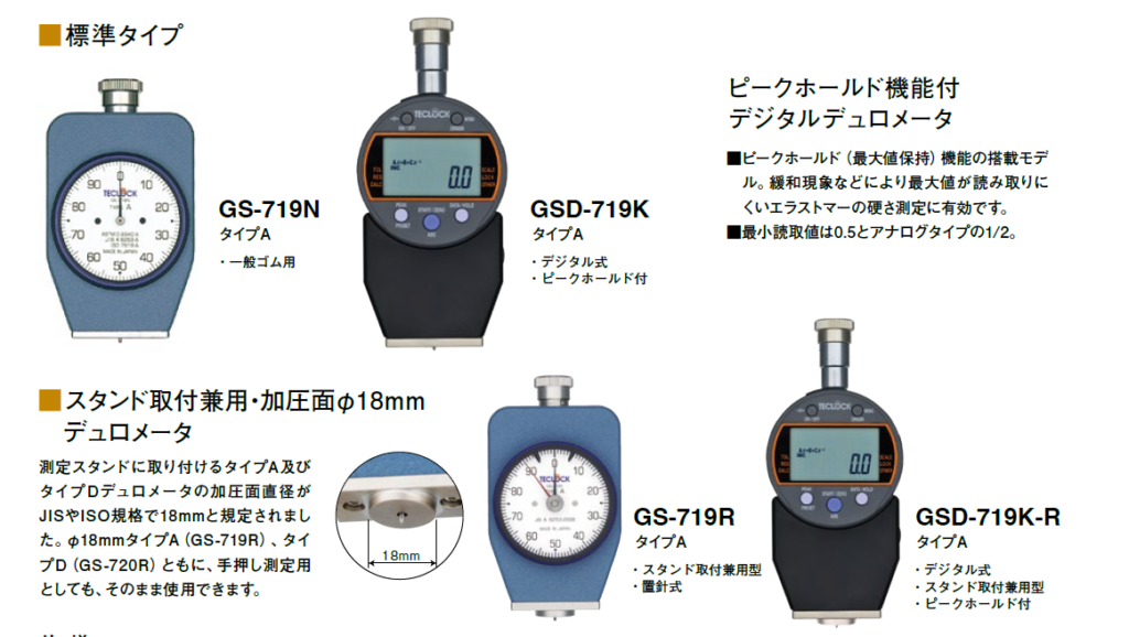 テクロック TECLOCK JIS K 6253準拠 加硫ゴム及び熱可塑性ゴム ― 硬さの求め方